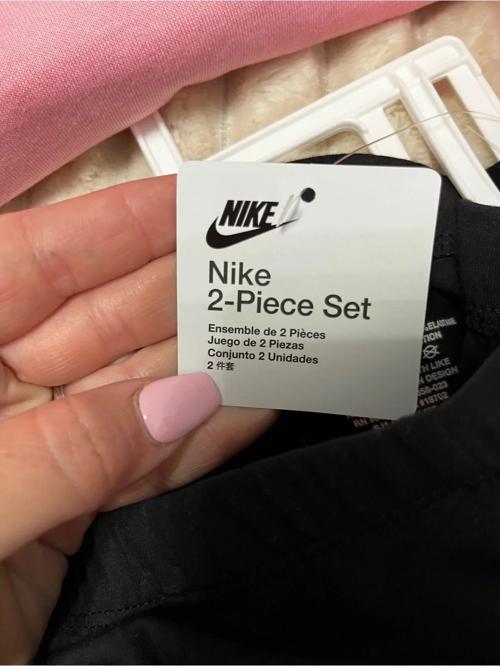 Nike Pink Sweatshirt with Black Pants Set Girls Size 4